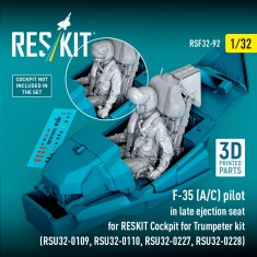1/32 F-35 A/C Pilot in Late Ejection Seat for RESKIT Cockpit for Trumpeter kit