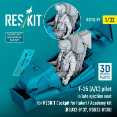 1/32 F-35 A/C Pilot in Late Ejection Seat for RESKIT Cockpit for Italeri / Academy kit