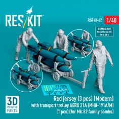 1/48 Red Jersey (3) w/Aero 21A Trolley (1) for Mk.82 Bombs