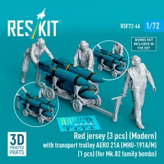 1/72 Red Jersey (3) w/Aero 21A Trolley (1) for Mk.82 Bombs