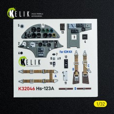1/32 Hs-123A-1 Interior Details on 3D Decal for ICM kit