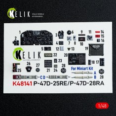 1/48 P-47D - 25RE/28RA Interior Details on 3D Decal for MiniArt kit