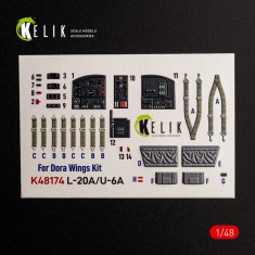 1/48 L-20A/U-6A Type 1 Interior 3D Decal Set for Dora Wings Kit