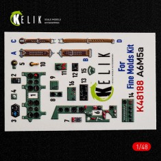 1/48 Mitsubishi A6M5a Zero Interior 3D Decal Set for Fine Molds Kit
