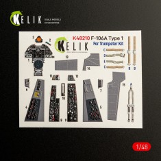 1/48 F-106A Delta Dart Type 1 Interior 3D Decal Set for Trumpeter Kit