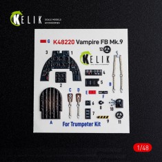1/48 de Havilland Vampire FB Mk.9 Interior 3D Decal for Trumpeter Kit