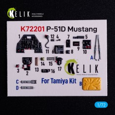 1/72 P-51D Mustang Interior 3D Decals for Tamiya kit