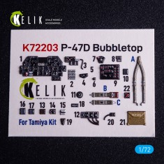 1/72 P-47D Bubbletop Interior 3D Decals for Tamiya kit