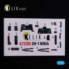 1/72 OH-1 NINJA Interior 3D Decals for Aoshima kit