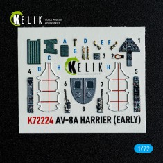 1/72 AV-8A Harrier (early) Interior 3D Decals for Italeri kit