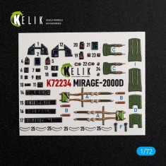 1/72 Dassault Mirage 2000D Interior 3D Decal Set for DreamModel Kit