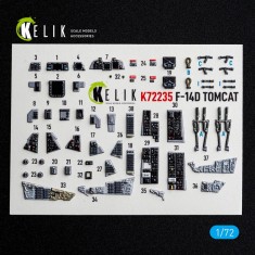 1/72 F-14D Tomcat Interior 3D Decal Set for Tamiya Kit