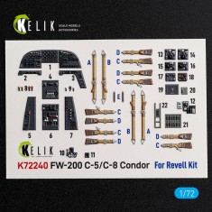 1/72 Fw 200C-5/C-8 Condor Interior 3D Decal Set for Revell Kit