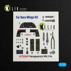 1/72 Vultee Vengeance Mk.I/Ia Interior 3D Decal Set for Dora Wings Kit