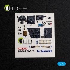 1/72 Bf 109G-2/G-4 Interior 3D Decal Set for Eduard Kit