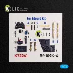1/72 Bf 109K-4 Interior 3D Decal Set for Eduard Kit
