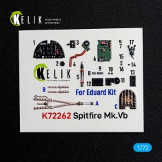 1/72 Spitfire Mk.Vb Interior 3D Decal Set for Eduard Kit