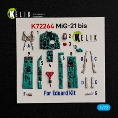 1/72 MiG-21bis Interior 3D Decal Set for Eduard Kit