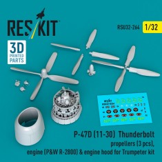 1/32 P-47D-11/-30 Thunderbolt Propeller, Engine and Cowling Set for Trumpeter Kit