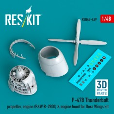 1/48 P-47B Thunderbolt Propeller, Engine and Cowling Set for Dora Wings Kit