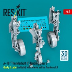 1/48 A-10 Thunderbolt II Landing Gears (Early Late) (In Flight) for Academy Kit