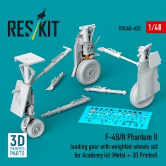 1/48 F-4B/N Phantom II Metal Landing Gear and Weighted Wheel Set for Academy Kit