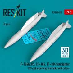 1/48 F-104/CF-104/TF-104 Starfighter 283gal Fuel Tanks with Pylons (2pcs)