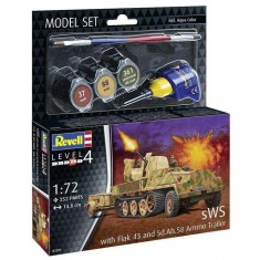 1/72 sWS with Flak43 and Sd.Ah58 Ammo Trailer Model Set (kit, glue, brush, paints)