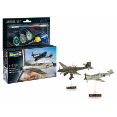 1/144 Model Set - Messerschmitt Bf109E & Ju87B Stuka (kit, paints, brush, glue)