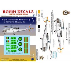 1/48 RAAF 1 ATU SUD Allouette III Helicopter Decals for Heller kits