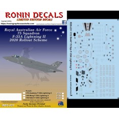 1/72 RAAF 75 Sqn F-35A Lightning II 2020 Decals for Academy kits