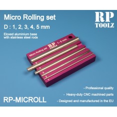 Micro Rolling set (dia. 1-5mm) Eloxed Aluminium Base w/Stainless Steel Rods