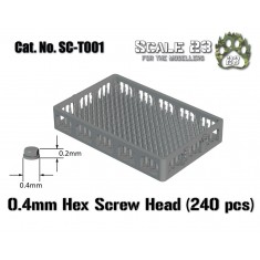 0.4mm Hexagonal Bolt Heads (240pcs, 3D Printed)