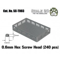 0.6mm Hexagonal Bolt Heads (240pcs, 3D Printed)