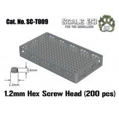 1.2mm Hexagonal Bolt Heads (200pcs, 3D Printed)