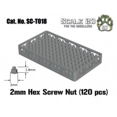 2mm Hexagonal Nuts (120pcs, 3D Printed)