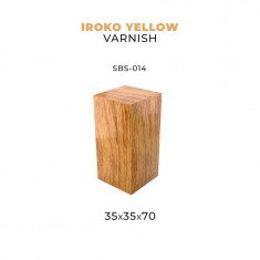 35 x 35 x 70 Iroko Wood Base for Miniatures (Yellow Varnish)