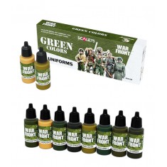 Acrylic Paint Set - Warfront Green Colours #Uniforms (8x 17ml)