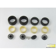 1/24 BBS Porsche 996 GT3R 18" Black Wheel Rings, Inserts & Central Wheel Hub Nuts Set 