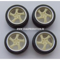 1/24 Porsche Turbo 19" Wheel Rings and Inserts Set (4 Wheel Rings + 4 Wheel Inserts)
