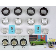 1/24 BBS 16" E50 Concave Wheels (4pcs) and Tyres (4pcs) Set w/Inserts, Sleeve & Decals
