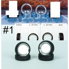 1/24 17" Torq Trust II Wheels Set #1 : 2x Narrow (6.5mm), 2x Wide (8mm) w/Nankang Tyres