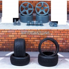 1/24 21'' HRE 305M Wheels with Bridgestone Tyre (4pcs)