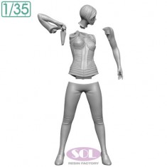 1/35 Futuristic Female Operative in Black Tactical Bodysuit Resin Figure (Margot)