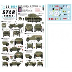 1/35 British AFV Units France 1944 Decal for Sherman Jeep M3 Scout Humber