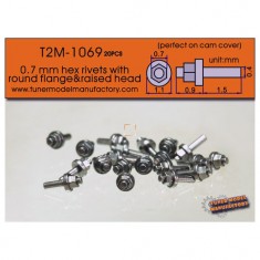 0.7mm Hex Rivets with Round Flange & Raised Head (20pcs) - Perfect on Cam Cover