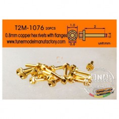 0.8mm Copper Hex Rivets with 1.0mm Flanges (20pcs)