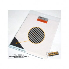 Twill Weave Carbon Fiber (L) Silver/Black (Size: 135mm x 198mm)