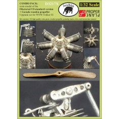 1/32 Fokker EI Oberursel U.0 Engine and Garuda Wooden Propeller for Wingnut Wings kits