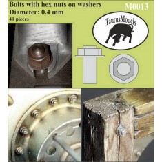 Bolts w/Hex Nuts on Washers (40pcs, Diameter: 0.4mm)